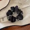 Faixa de Cabelo Elástica Preta Fosca com Strass para Mulheres com Elástico de Rabo de Cavalo, Faixa de Cabeça que Não Machuca o Cabelo e Corda de Cabelo Durável