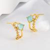 Brincos Vintage Mori em Forma de C com Microincrustação de Zircônia Brilhante Simples e Modernos Brincos de Imitação Olho de Gato Exquisite Presente de Aniversário para Meninas