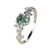 Anillos Transfronterizos de Nuevo Estilo de Piedra Musgo Verde y Ágata Acuática para Mujer, Anillos Sencillos y de Moda de Nicho Creativo con Temática de Comida Dulce al por Mayor