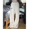 Calça Casual Longa de Bordado Transfronteiriço com Bolinhas para Mulheres, Novo Estilo Primavera/Verão, Cintura Elástica, Corte Solto, Estilo Preguiçoso, Calça Longa de Perna Larga Emagrecedora