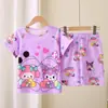 Novos Pijamas Infantis 2025 Primavera e Verão Conjunto de Manga Curta Estilo Fino Infantil Meninas Verão Estiloso Pijama para Crianças Maiores