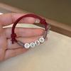 Pulseira de corda vermelha Ping An Xile feminina estilo nacional novo estilo retrô chinês pulseira trançada com contas da sorte para casais