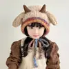 Gorro de Felpa Cálido con Orejeras de Lana Nuevo para Otoño e Invierno para Mujer, Versátil Gorro de Punto a Prueba de Frío