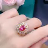 Anillo de Topacio Rosa Natural, Cristal de Topacio Rosa Fino, Tamaño Grande de Piedra Principal: 7*9mm, Chapado en Plata 925 con Oro Rosa