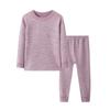Conjunto de Ropa Interior Térmica de Cuello Redondo Otoño/Invierno 2024 para Niños Pijama a Rayas Pony para Padres e Hijos para Niños Mayores