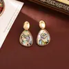 Pendientes Asimétricos de Concha de Abulón Multicolor, Pendientes de Alta Gama, Modernos y Elegantes, Pendientes Estilo Ins Europeo y Americano