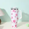 Impresión Nuevo Vaso para Coche de 40 oz Vaso Grande para Hielo Big Mac Vaso Portátil con Asa Gran Capacidad Vaso de Agua con Popote Impresión UV 3D