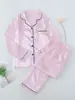 Amazon Shein Victoria's Secret Conjunto de Ropa de Casa Estilo Satín Pijama para Mujer Exportación Cuello Revuelto Doble Longitud Ropa de Casa para Mujer