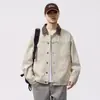 Chaqueta de trabajo de estilo granero de alta gama resistente de madera de fresno con bloques de color y solapa para hombre, chaqueta de moda de ajuste holgado americano para primavera/otoño 2026