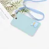 Juego de tarjetas para colgar insignia de cuero de doble capa, juego de tarjetas de identificación de empleado, tarjeta de acceso para entrada de autobús, juego de tarjetas de comida para estudiantes, juego de identificación