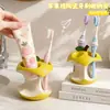 Portacepillos de dientes con forma de corazón de manzana amarilla, organizador para tocador de baño, soporte para pasta de dientes y cepillos de dientes