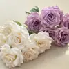 Tela Recubierta de Alta Gama 7 Cabezas Rosa Diamante Flor Artificial Hogar Boda Ramo Flor Falsa Exportación Amazon Mayorista