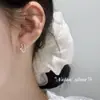 Pendientes Dulces Nalan de Plata de Ley S925 para Mujer, Estilo Coreano, Líneas Frescas, Letra Incrustada con Diamantes, Pendientes Redondos M00307