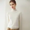 Suéter de cachemira para mujer, 100% cachemira pura de cabra, nuevo diseño de moda, color sólido, versátil, cuello medio alto, jersey de punto, suéter cálido
