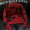 Suéter de Punto Holgado con Estampado Retro Americano para Parejas, Estilo Perezoso, Moda Callejera de Alta Gama, Top de Punto Casual y Versátil