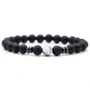 Venta caliente transfronteriza Europa y Estados Unidos 8mm piedra volcánica natural esmerilada ojo de tigre lapislázuli cuentas para hombres y mujeres pulsera de mano al por mayor