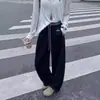 Pantalones de pierna ancha con bordado de otoño, estilo casual americano, con cordón en la cintura alta, pantalones de pierna ancha sueltos, efecto adelgazante, con caída, pantalones casuales