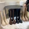 Botas Largas Botines Chelsea para Mujer Botas Largas Blancas 2024 Nuevo Otoño e Invierno Botas de Suela Gruesa Botas Altas de Caballero