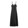 Para Exportação Europeia e Americana Transfronteiriça Roupas Femininas Aliexpress Popular Moda Cinto Textura de Cetim de Seda Vestido Midi Suspensório