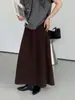 Falda de Papel Clásica Jiangzuo~ Falda Larga de Media Cintura Elegante con Caída para el Trabajo, Falda Larga de Línea A Adelgazante para Otoño con Dobladillo Amplio 8019