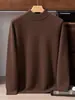 Suéter de malha masculino*Consinee 100% caxemira pura, espessado, gola alta plana, estilo versátil em fio AB