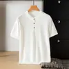 Camiseta masculina de manga curta gola Henley suéter masculino de malha de manga curta top de manga curta camiseta masculina top com toque de alta qualidade