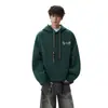 Sudadera con capucha bordada estilo americano, peso pesado, floral, lavada a la arena, para hombre, otoño, retro, corte holgado, casual, prenda exterior estilo pareja