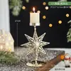 Juego de Candelabros Navideños Decoraciones Bandeja Dorada de Hierro para Velas Reno Árbol de Navidad Adornos Creativos de Escritorio Festivos