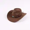 Chapéu de Cowboy Ocidental Venda Quente Transfronteiriça Estilo Étnico Camurça Europeu e Americano Chapéu Jazz Versátil Chapéu de Cowboy Retrô Ocidental