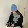 En Stock Fábrica Al Por Mayor Sombreros de Lana de Gama Alta para Otoño e Invierno para Mujer, Tejidos de Doble Capa Sin Costuras Engrosados Cálidos Versátiles de Color Sólido