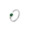 Anel Minimalista Personalizado de Ágata Verde Anel de Prata Esterlina S925 Estilo Coreano Chique Anel de Cristal Prateado Joia da Moda