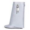 Botines de Tobillo de Tacón Alto Estilo Europeo y Americano Nuevos de Invierno con Caña Ancha, Cierre de Hebilla, Dobladillo de Falda, Tacón de Cuña Ultraligero, Punta Redonda, Cremallera, para Mujer
