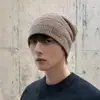 Gorro de lana tejido europeo y americano para hombres y mujeres, cálido de invierno, con felpa, gorro para el frío, la circunferencia de cabeza grande hace que la cara se vea más pequeña, gorro holgado, protección contra el frío, protección para los oídos