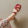 Sandalias de Tacón Grueso para Mujer Verano 2024 Zapatillas de Tacón Alto Punta Cuadrada Slip-On Antideslizantes Versátiles Zapatos para Mujer Tacón Ultra Alto