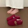 Pantuflas Baotou, pantuflas de exterior para mujer, pantuflas cálidas, medias pantuflas para mujer, 2026 de suela gruesa, forradas de felpa, estilo nuevo, invierno