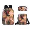 Mochila Escolar para Estudiantes 2023 Estuche de un solo compartimento Bolso Pequeño de Poliéster Juego de Tres Piezas Comida