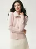 Cardigã de malha de cashmere feminino, estilo curto para outono, com gola de pelo sintético removível, nova moda 2026, jaqueta de lapela versátil