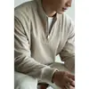 Moletom casual texturizado com blocos de cor e decote V, mistura de rayon de luxo leve para homens, outono de 2026, anti-pilling, fácil de cuidar