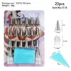 Set de bolsas de manga pastelera de acero inoxidable, boquillas para exprimir crema, herramientas de repostería, empaque de tarjeta de papel de comercio exterior, boquilla para crema