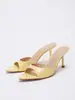 Sandalias de Tacón Alto de Punta Abierta y Punta Fina de Moda Veraniega Nueva, Exclusivas Transfronterizas Europeas y Americanas, Lujo Ligero, para Mujer