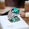 Tiktok live novo estilo imitação palaiba twist anel Qiankun verde lago diamante de alto carbono tesouro colorido anel aberto