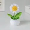 Ramo Pequeño de Punto Transfronterizo en Maceta Regalo para el Día del Maestro Producto Terminado Hilo Girasol Flor Artificial Decoración de Escritorio