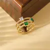Anillos de Moda Estilo Coreano para Mujer Personalizados de Venta Caliente Transfronteriza Joyería de Anillo de Zirconio Chapado en Oro Estilo Europeo y Americano
