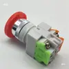 Interruptor Pulsador de Parada de Emergencia Cabeza de Hongo 22mm Rojo Y090 LAY37-11ZS con Bloqueo Automático Uno Abierto Uno Cerrado