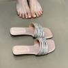 Sandalias de Estilo Hada Suave para Verano para Mujer 2025 Nuevo Estilo Pedrería Dulce con Falda Pantuflas de Playa para Vacaciones