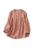 Camisa de Algodón y Lino de Manga Tres Cuartos con Cuello Mao de Estilo Casual para Mujer, Versátil Look Holgado Adelgazante Cárdigan Top Casual de Algodón y Lino