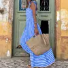 FD1060 em estoque outono 2022 novo vestuário feminino transfronteiriço moda temperamento vestido solto vestido casual listrado