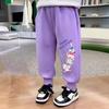 Pantalones elásticos con estampado de dibujos animados para niñas, pantalones deportivos casuales, de moda para todos los partidos, otoño 2024