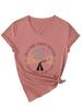 Verano Ebay Estación Independiente Moda Casual en un Desierto Oscuro Camiseta de Manga Corta con Cuello en V para Mujer Exportación