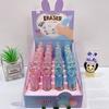 Nuevo borrador con forma de lápiz labial de conejo de cristal, lindo borrador giratorio de papelería para estudiantes, limpio y sin costuras